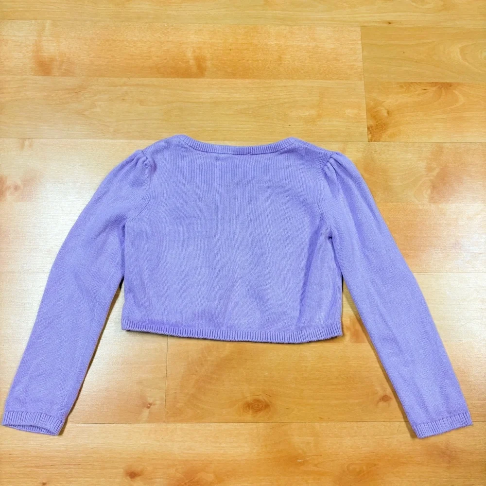 Gymboree Purple Floral 1-Button Closure Embroidered Cotton Cardigan Girls 5T